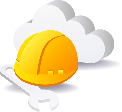 Cloud server maintenance by professional technician for secure data systems  Illustration