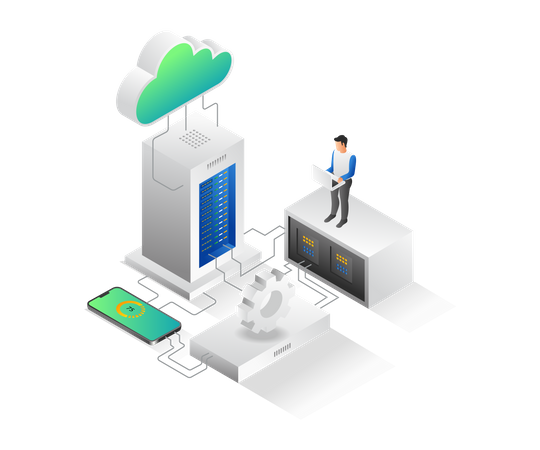 Cloud server maintenance  Illustration