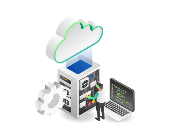 Cloud server maintenance  Illustration