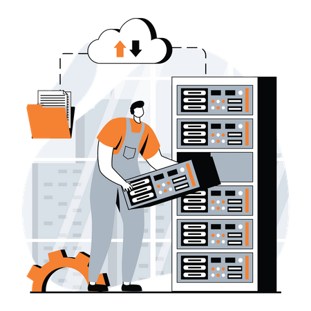 Cloud server maintenance  Illustration