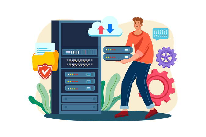 Cloud server maintenance  Illustration