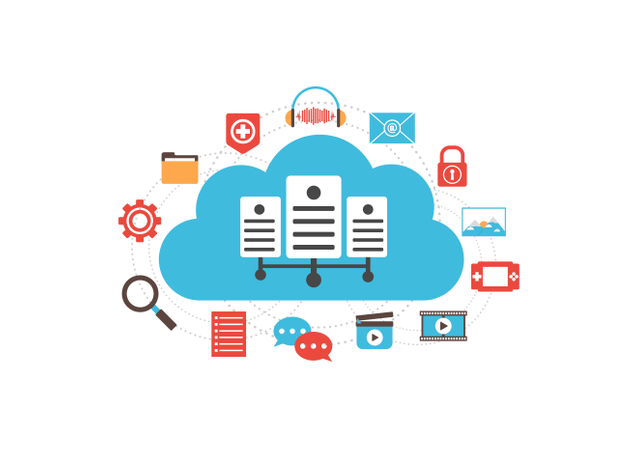 Cloud-Server mit Medien  Illustration