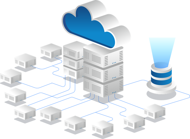 Cloud server network Illustration