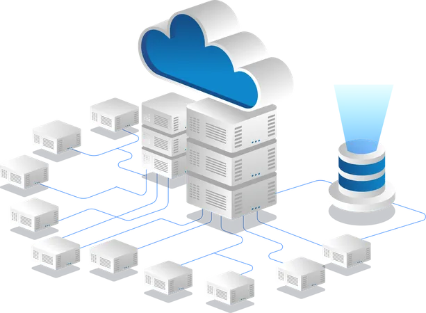Cloud server network Illustration
