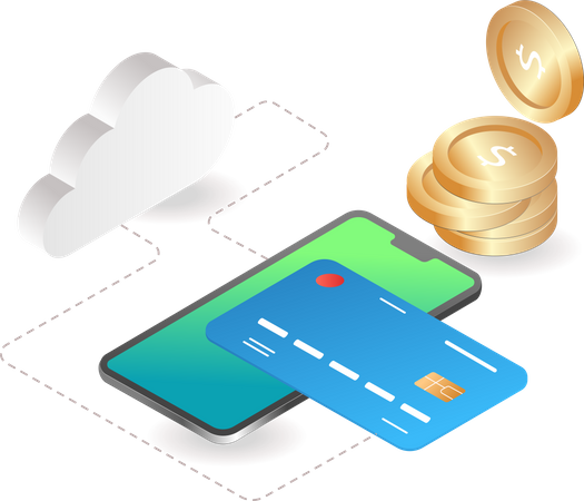 Cloud server network atm card  Illustration