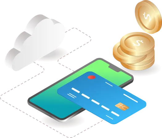 Cloud server network atm card  Illustration