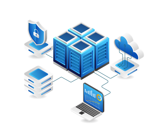 Cloud server network security  Illustration