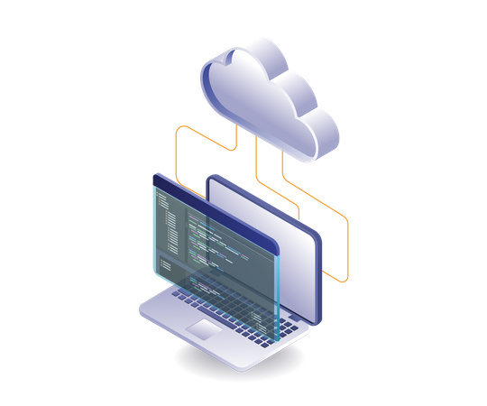 Cloud server programming language data management Illustration