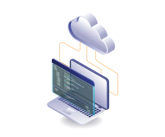 Cloud server programming language data management Illustration