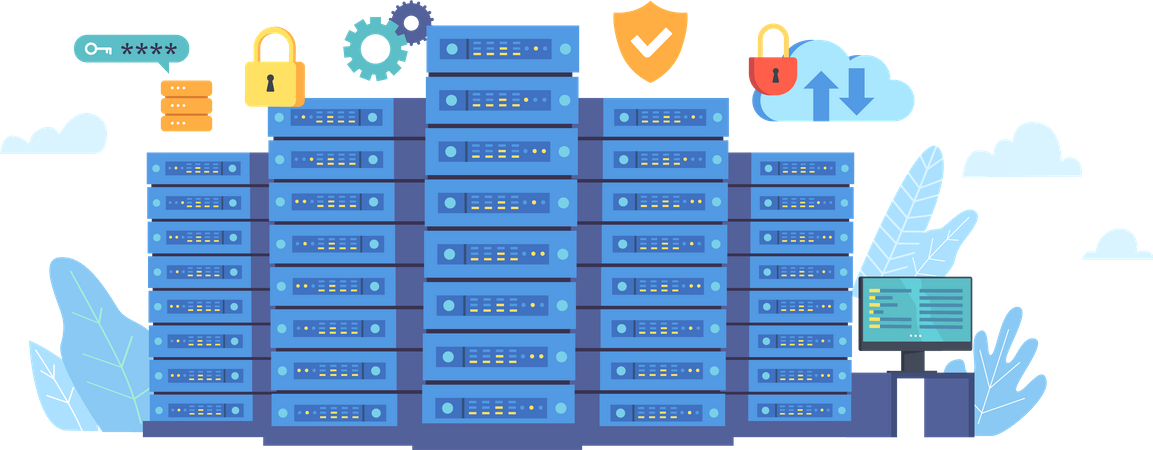 Cloud server security Illustration