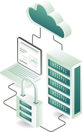 Cloud server security and network security  Illustration