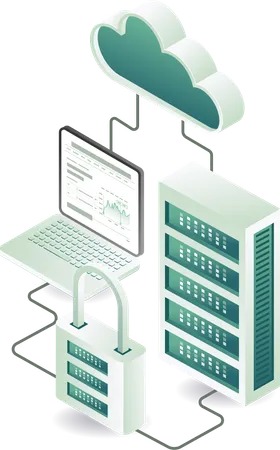 Cloud server security and network security  Illustration