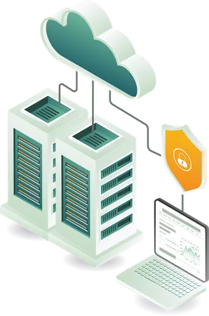 Cloud server security and network management  Illustration