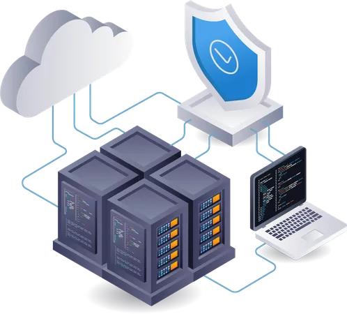Cloud server security big data analyst,  Illustration