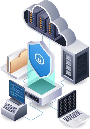 Cloud server security data center technology  Illustration