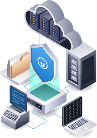 Cloud server security data center technology  Illustration