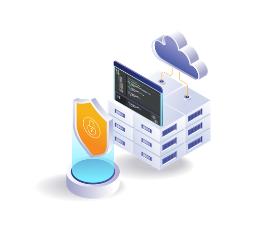 Cloud server security hosting analysis programming language Illustration