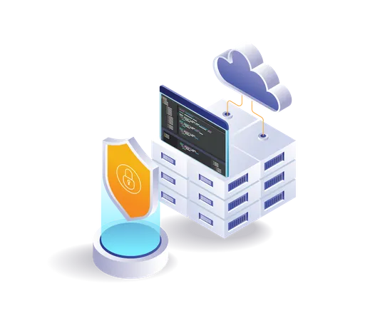 Cloud server security hosting analysis programming language  Illustration