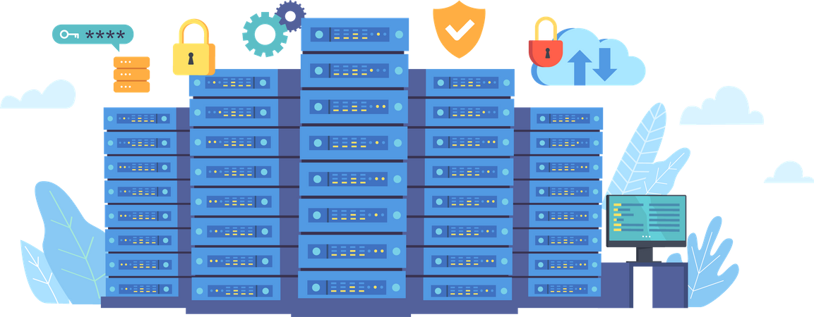 Cloud server security  Illustration