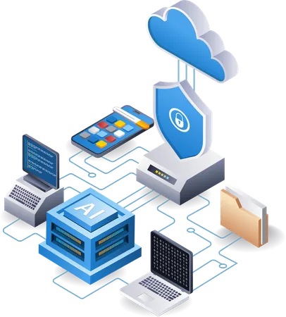 Cloud server security  Illustration