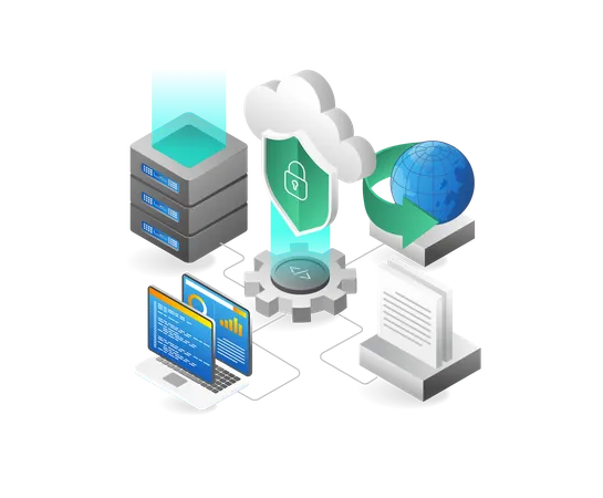 Cloud server security  Illustration