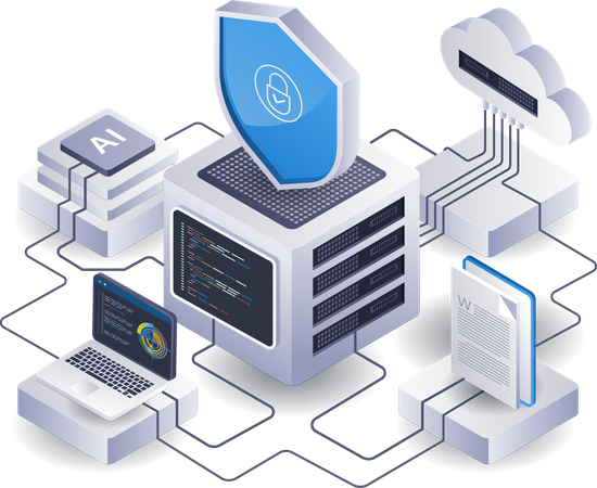 Cloud server security  Illustration