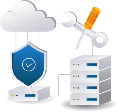 Cloud server security maintenance technology  일러스트레이션