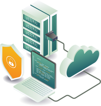 Cloud server security network  Illustration