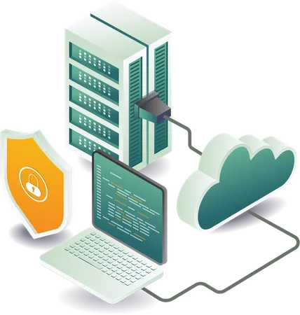 Cloud server security network  Illustration