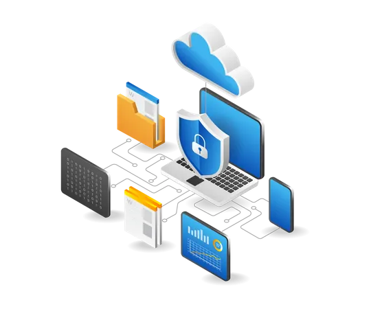 Cloud server security program Illustration