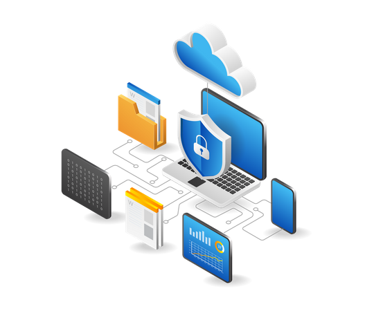 Cloud server security program  Illustration