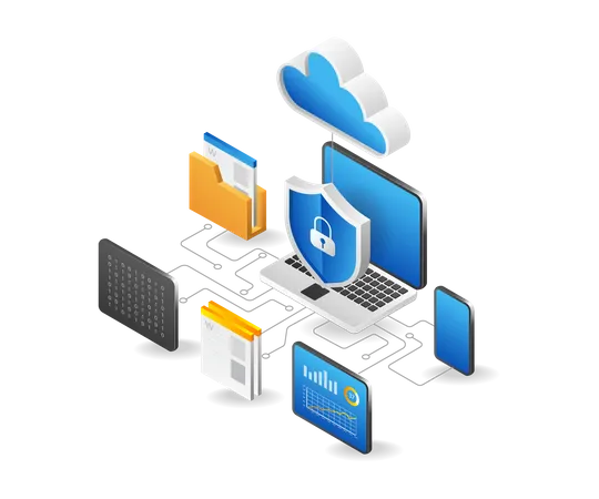 Cloud server security program  Illustration