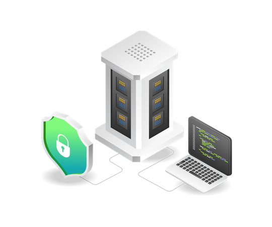 Cloud server security program  Illustration