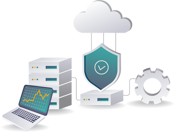 Cloud Server Security Protecting Data and Infrastructure  Illustration