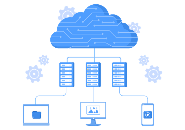 Datenfreigabe auf Cloud-Servern  Illustration