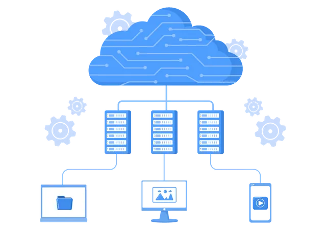 Datenfreigabe auf Cloud-Servern  Illustration