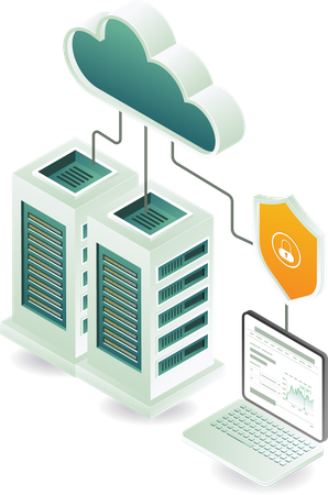 Cloud-Server-Sicherheit und Netzwerkverwaltung  Illustration