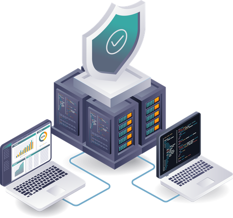 Sicherheitsanalysesystem für Cloud-Server  Illustration