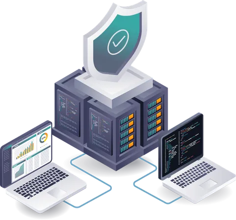 Sicherheitsanalysesystem für Cloud-Server  Illustration