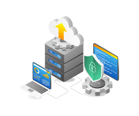 Datenprozess zur Analyse des Cloud-Server-Sicherheitsprogramms  Illustration