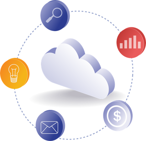 Cloud-Server speichert viele Geschäftsdaten  Illustration