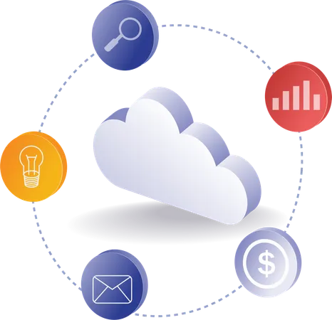 Cloud-Server speichert viele Geschäftsdaten  Illustration