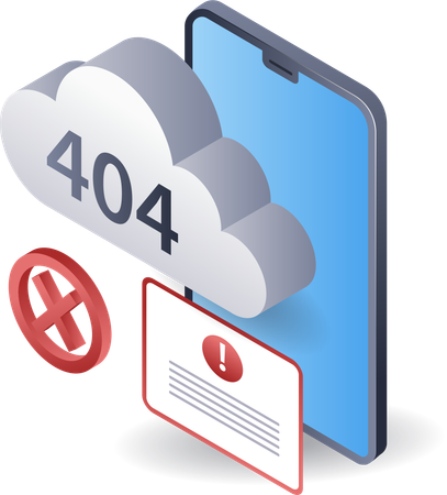 Cloud server system error 404  Illustration