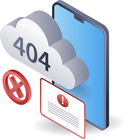 Cloud server system error 404  Illustration
