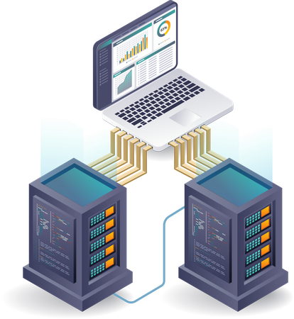 Analysesystem für Cloud-Server-Technologie  Illustration