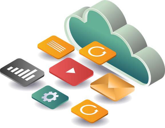 Cloud-Server-Technologie und Datenanalyse-Management  Illustration