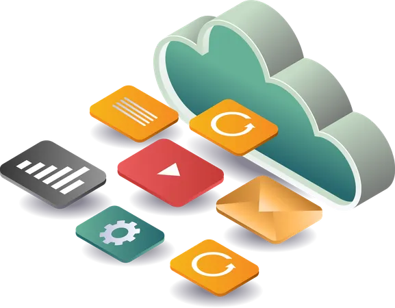 Cloud-Server-Technologie und Datenanalyse-Management  Illustration