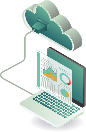 Cloud-Server-Technologie und Datenanalyseprozess  Illustration