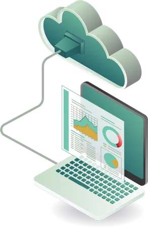 Cloud-Server-Technologie und Datenanalyseprozess  Illustration