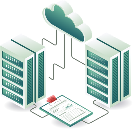 Cloud server technology and management  Illustration